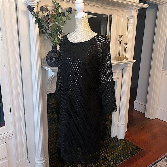 LILLY PULITZER Aaliyah Putting On The Glitz Black Sequin Cocktail Dress Size 8 - Picture 7 of 14